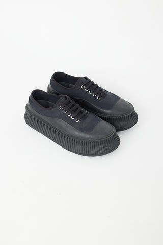 Jil Sander Navy & Black Canvas Platform Sneaker