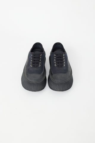 Jil Sander Navy & Black Canvas Platform Sneaker