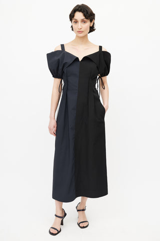 Jil Sander Navy & Black Colorblock Gabi Dress
