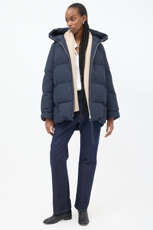 Jil Sander Navy Hooded Down Puffer Jacket