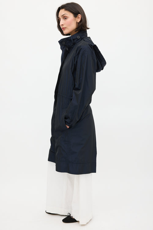 Jil Sander Navy Hooded Drawcord Coat