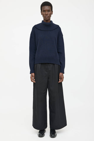 Jil Sander Wool Turtleneck High Low Sweater