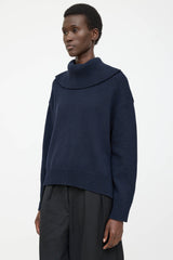 Jil Sander Wool Turtleneck High Low Sweater