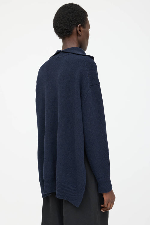 Jil Sander Wool Turtleneck High Low Sweater