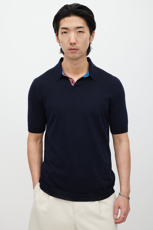 Jil Sander Navy & Multicolour Knit Polo