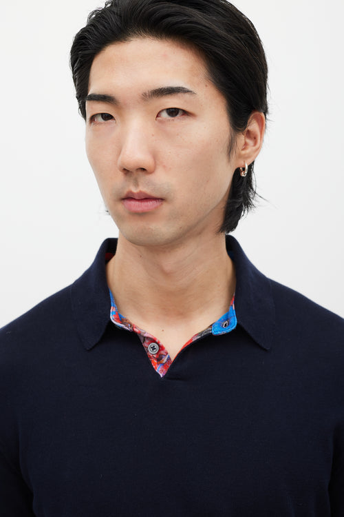 Jil Sander Navy & Multicolour Knit Polo
