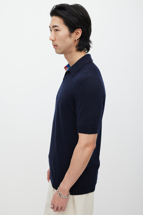 Jil Sander Navy & Multicolour Knit Polo