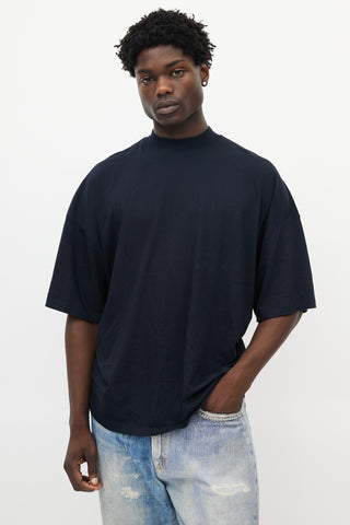 Jil Sander Navy Oversized Mock Neck T-Shirt