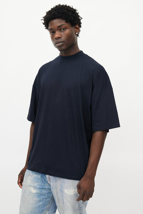 Jil Sander Navy Oversized Mock Neck T-Shirt