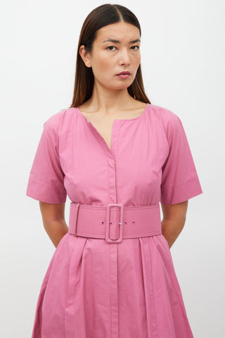 Jil Sander Pink Belted A-Line Dress