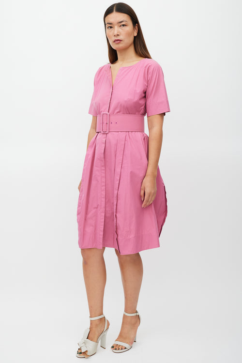 Jil Sander Pink Belted A-Line Dress