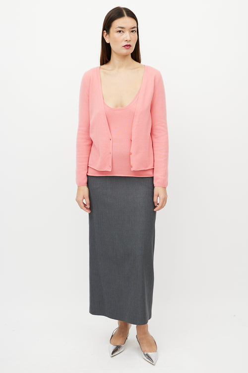 Jil Sander Pink Cashmere Tank & Cardigan Set