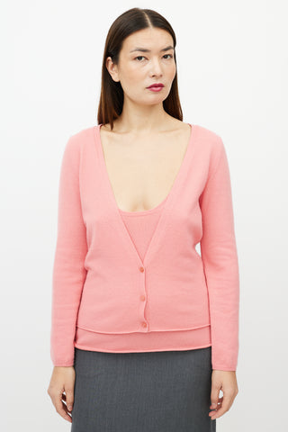 Jil Sander Pink Cashmere Tank & Cardigan Set