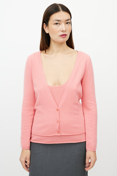 Jil Sander Pink Cashmere Tank & Cardigan Set