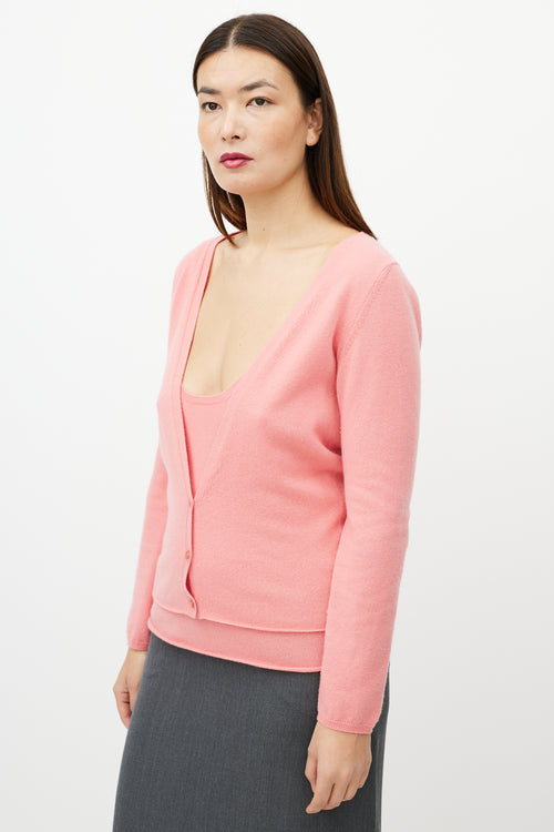 Jil Sander Pink Cashmere Tank & Cardigan Set