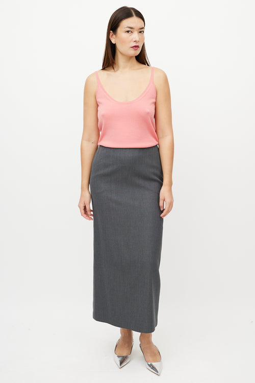 Jil Sander Pink Cashmere Tank & Cardigan Set