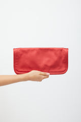 Jil Sander Red Satin Fold Over Clutch