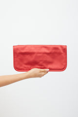 Jil Sander Red Satin Fold Over Clutch