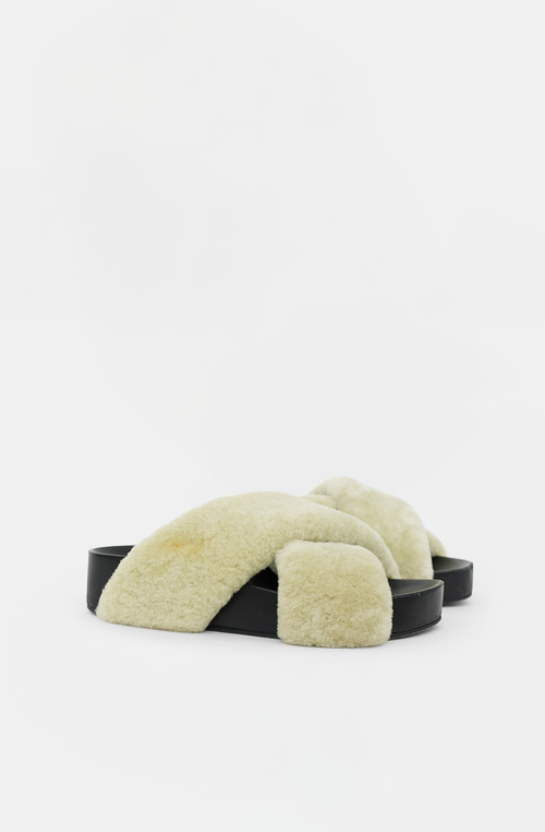 Jil Sander Shearling Cross Over Slide