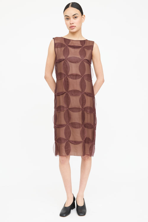 Jil Sander Silk Layered Applique Dress