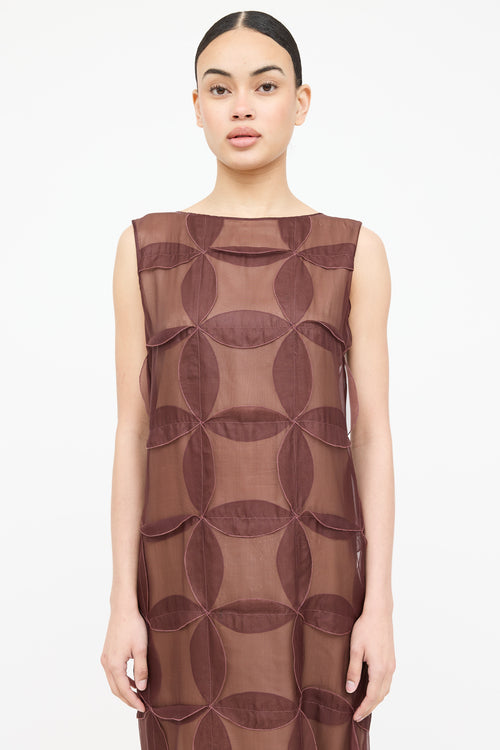 Jil Sander Silk Layered Applique Dress