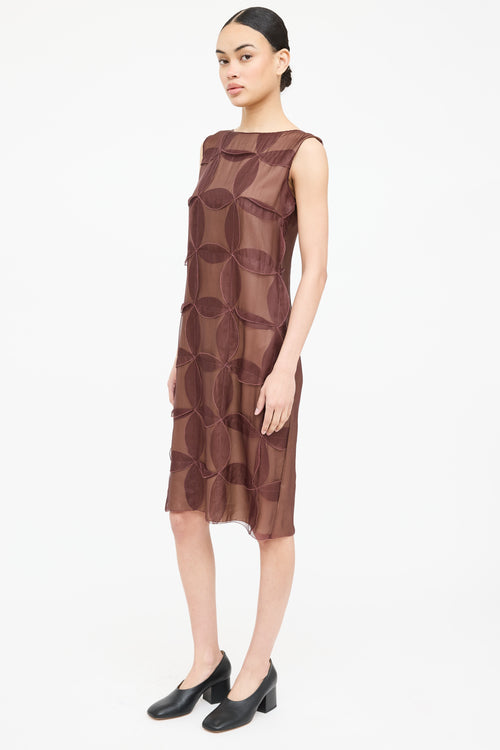 Jil Sander Silk Layered Applique Dress
