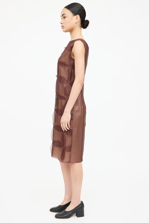 Jil Sander Silk Layered Applique Dress
