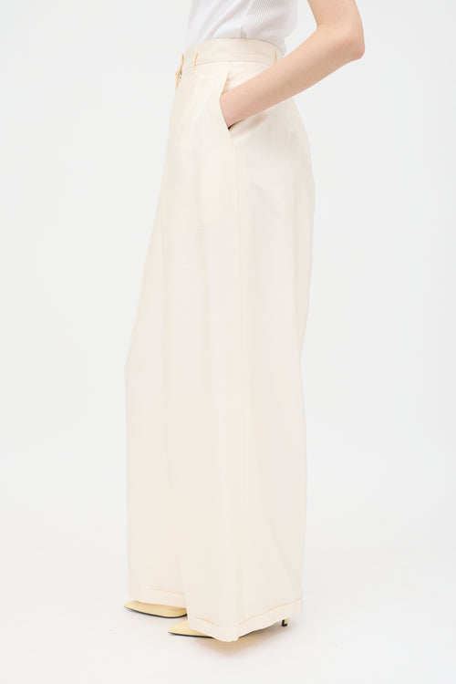 Jil Sander Silk Slub Wide Leg Trouser