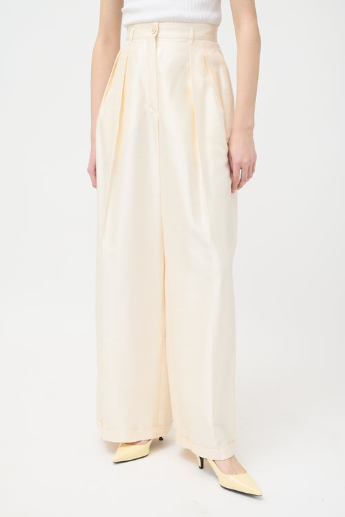 Jil Sander Silk Slub Wide Leg Trouser