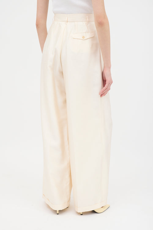 Jil Sander Silk Slub Wide Leg Trouser