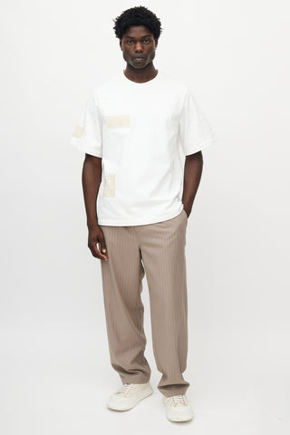 Jil Sander White Cotton Crochet Patch T-shirt