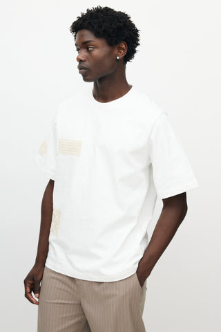 Jil Sander White Cotton Crochet Patch T-shirt