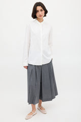 Jil Sander White Cotton Pleated Neck Shirt