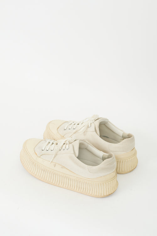 Jil Sander Cream Canvas Platform Sneaker