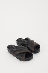 Jil Sander Black & Brown Leather Chunky Platform Slide