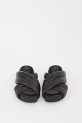 Jil Sander Black & Brown Leather Chunky Platform Slide