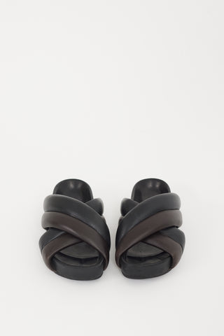 Jil Sander Black & Brown Leather Chunky Platform Slide