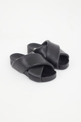 Jil Sander Black Chunky Leather Platform Slide