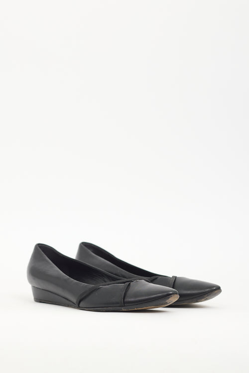 Jil Sander Black Leather Wedge Flat