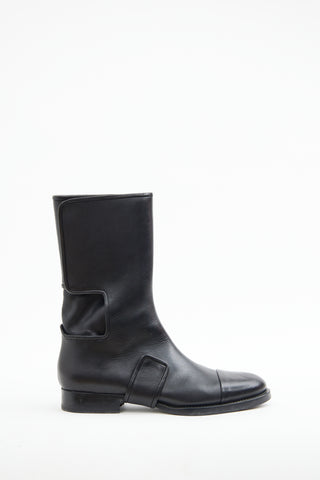 Jil Sander Black Leather Mid Calf Boot