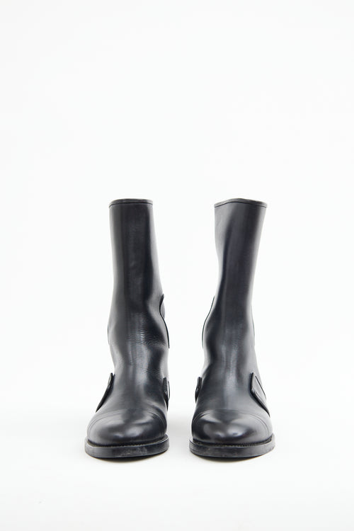 Jil Sander Black Leather Mid Calf Boot