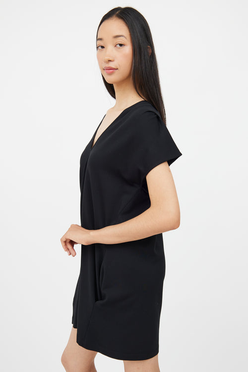 Jil Sander Black V Neck Pocket  Dress