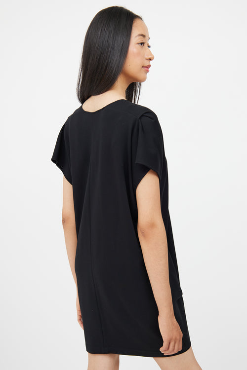 Jil Sander Black V Neck Pocket  Dress