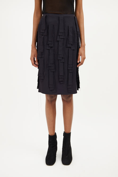 Jil Sander Navy Fringe Skirt