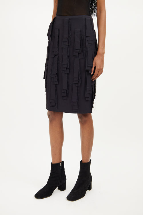 Jil Sander Navy Fringe Skirt