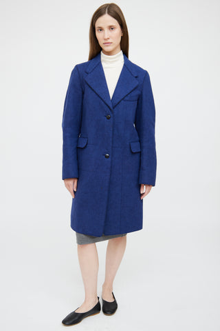 Jil Sander Blue Wool Blend Pea Coat