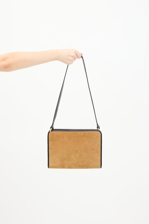 Beige & Black Leather Binding Bag