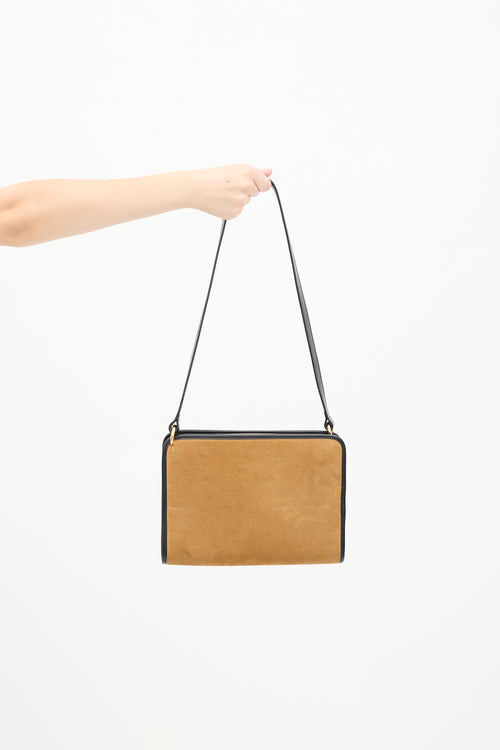 Beige & Black Leather Binding Bag