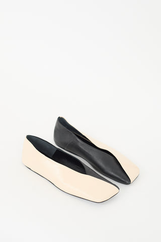 Jil Sander Cream & Black Colour Block Ballet Flat