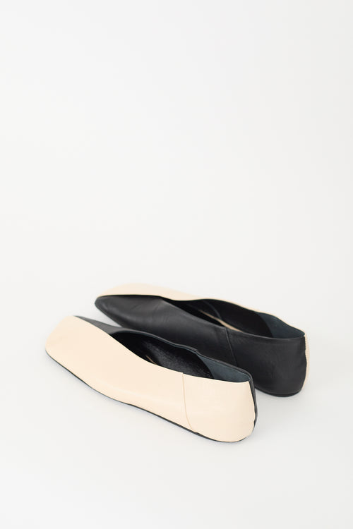 Jil Sander Cream & Black Colour Block Ballet Flat